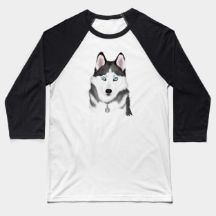 Cute Husky Drawing Baseball T-Shirt